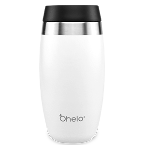 Ohelo white reusable coffee cup with leakproof sip lid 
