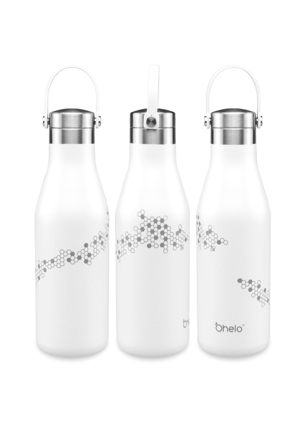 Ohelo White Bee Water Bottle 3 sides