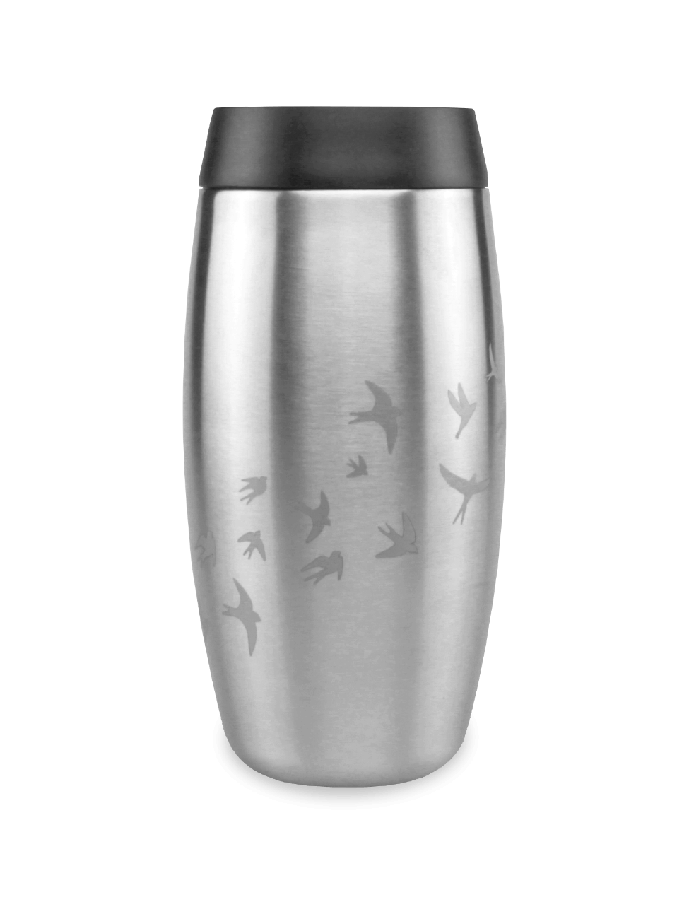 Ohelo Leakproof reusable coffee cup with laser etched bird design in stainless steel