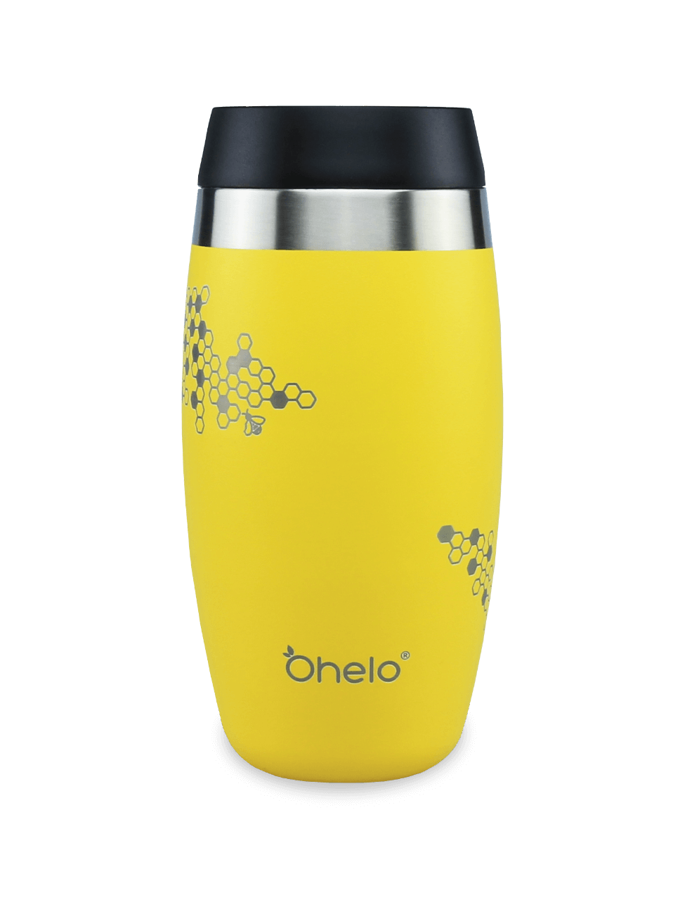 400ml Ohelo insulated tumbler in yellow with laser etched honeycomb and bee design