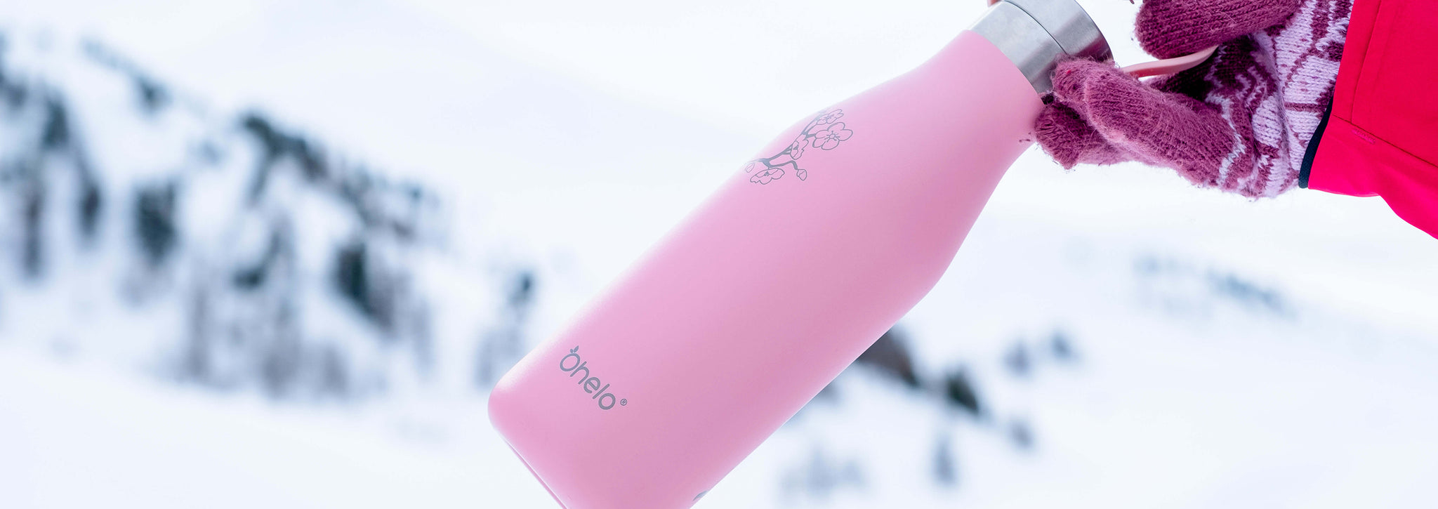 Ohelo pink blossom stainless steel water bottle