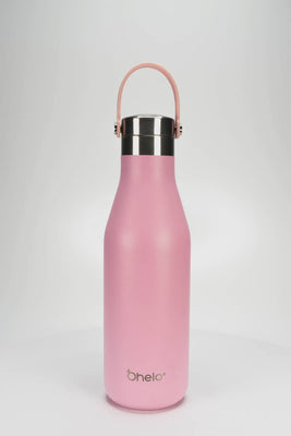 Ohelo insulated stainless steel water bottle in pink - video showing useful handle and laser etchings