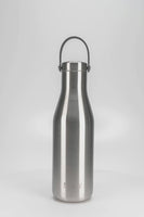 Ohelo insulated stainless steel water bottle in Steel - video showing useful handle and laser etchings
