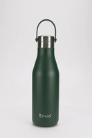 Ohelo insulated stainless steel water bottle in green - video showing useful handle and laser etchings