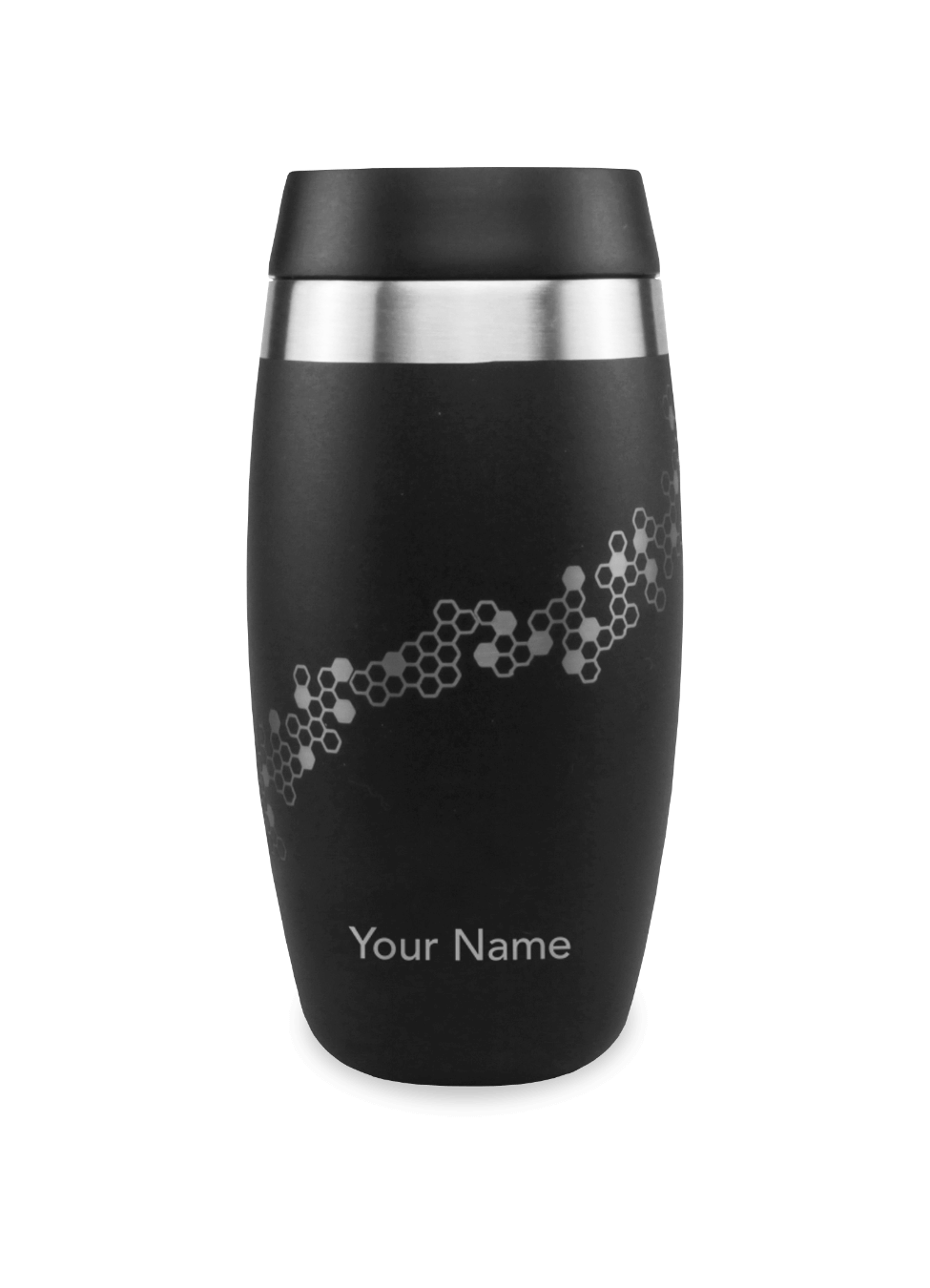 Personalised coffee flask in black bee design