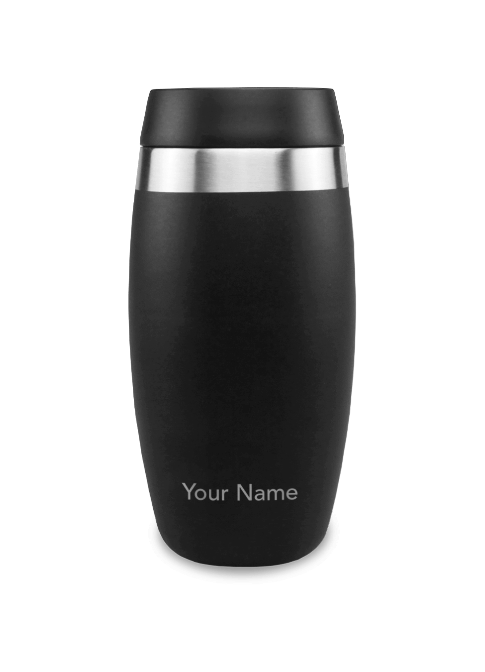 Personalised travel mug in black 