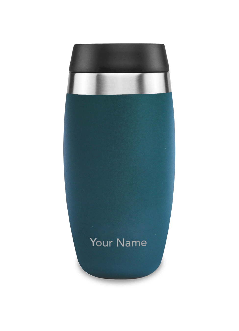 Personalised insulated reusable coffee cup in British racing green