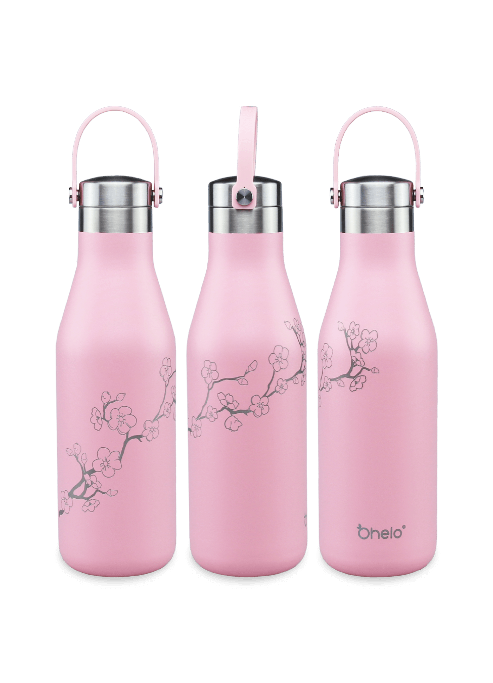 Ohelo Pink Blossom Water Bottle 3 sides