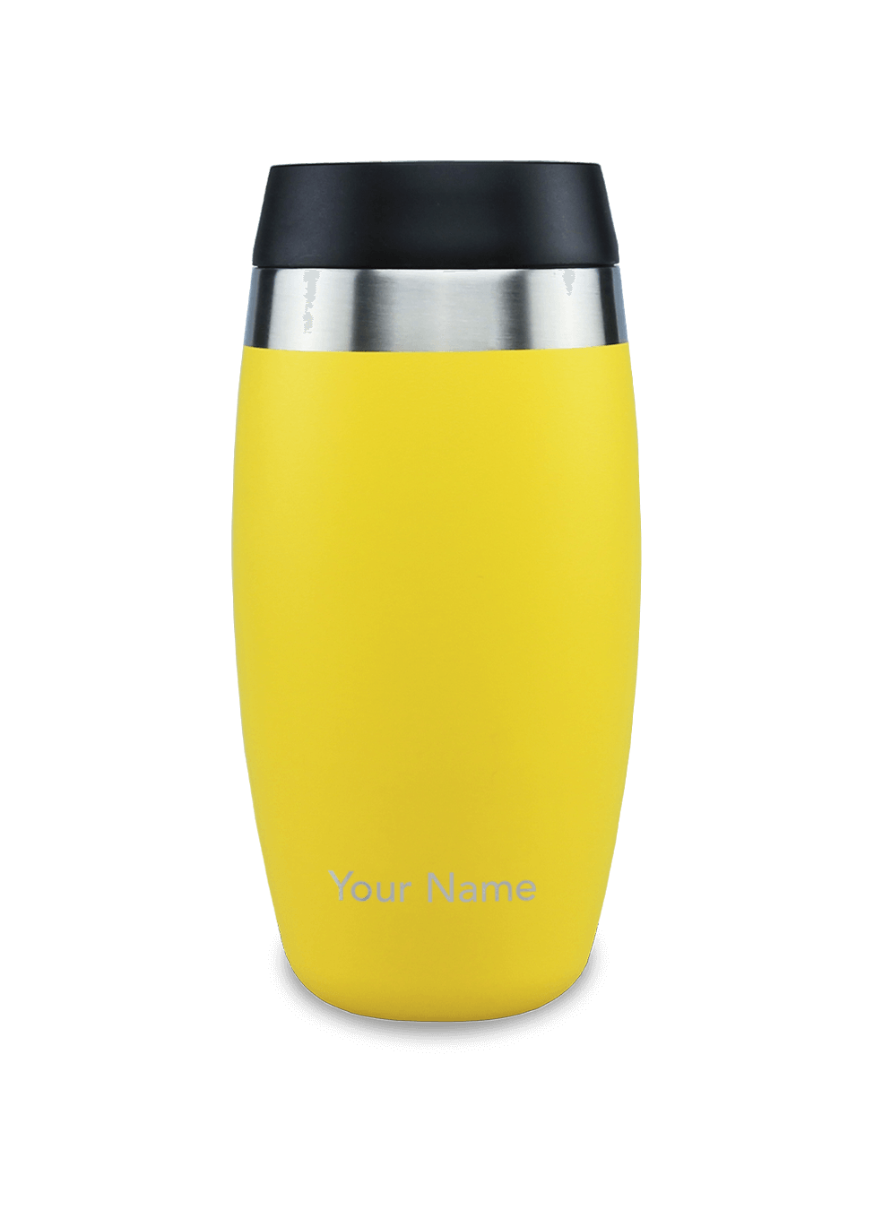 Personalised insulated reusable coffee cup in yellow