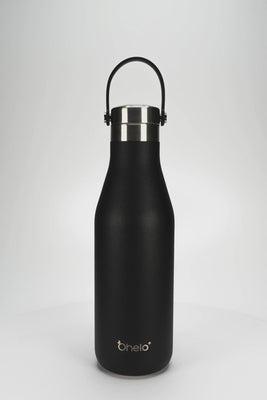 Ohelo black metal water bottle - video showing bottle detail and handy handles