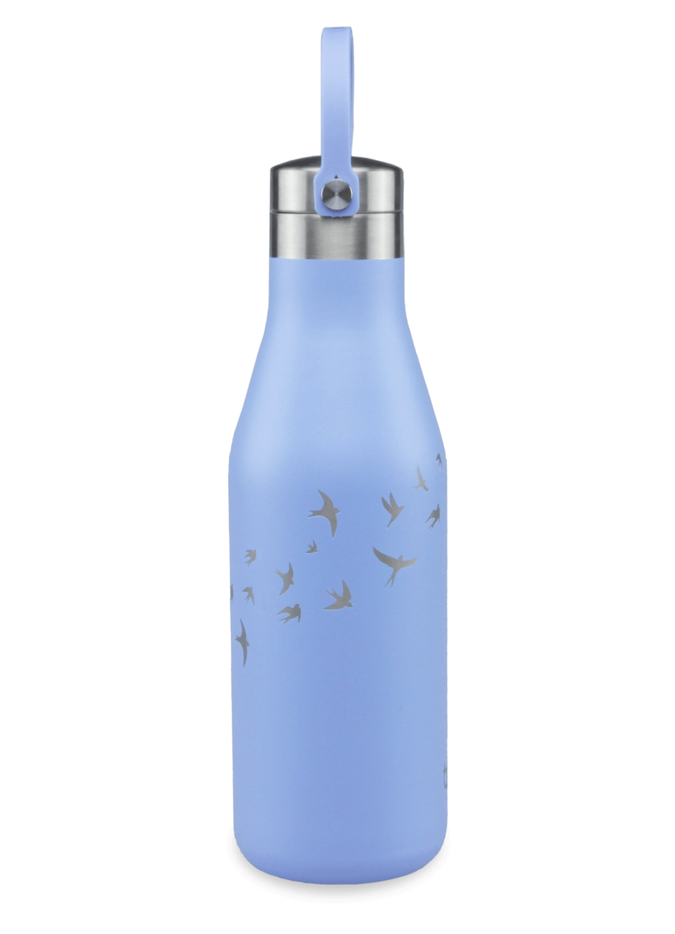 500ml Ohelo blue water bottle with laser etched swallows