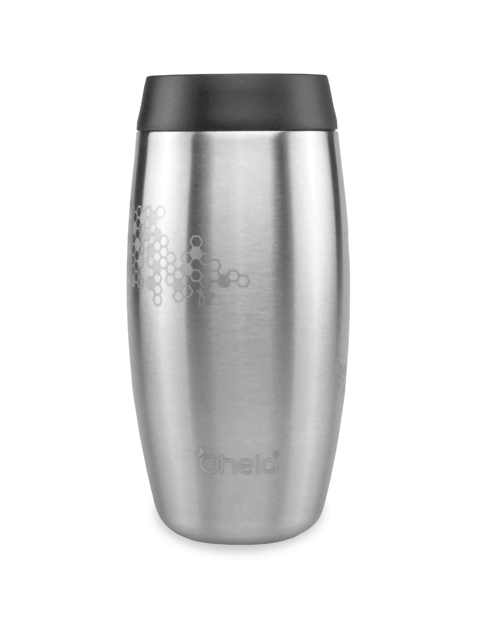 Ohelo eco friendly reusable tumbler with sip lid - stainless steel finish with laser etched honeycomb and bee design
